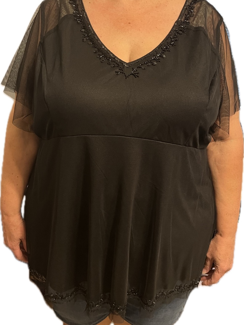 torrid Black Beaded V-Neck Peplum Top